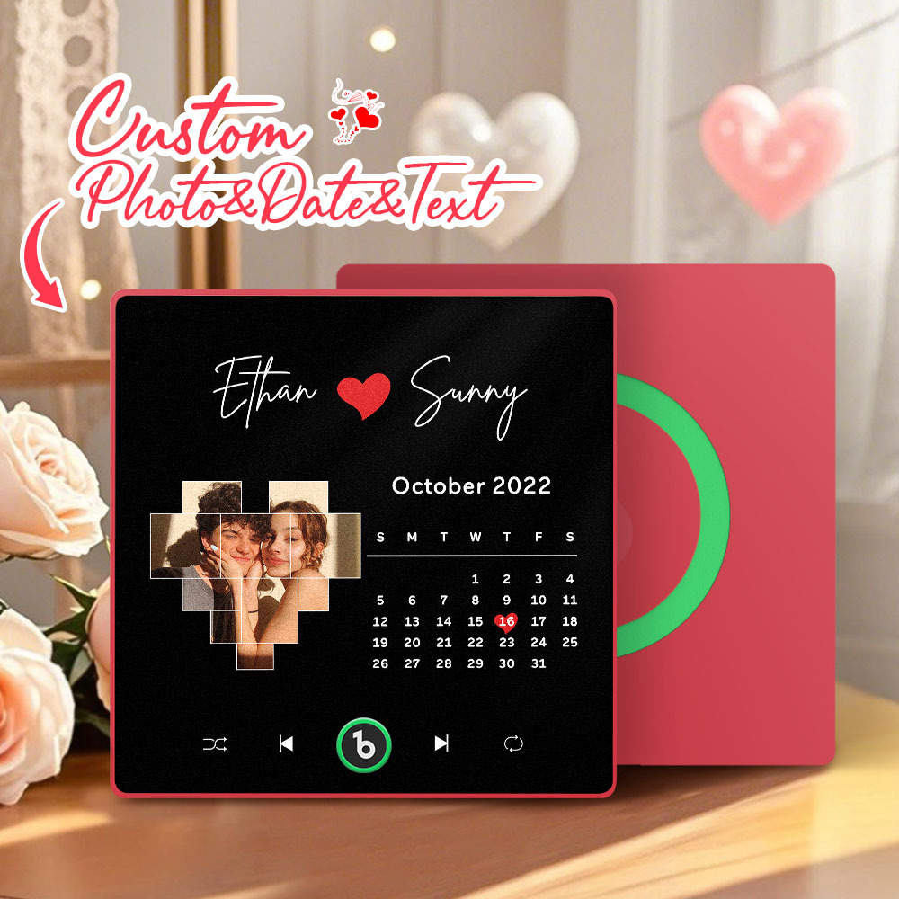 Custom Music Fridge Magnet with Colorful Frame Personalized Love Calendar Fridge Magnet with Photo Unique Valentine's Day Gifts