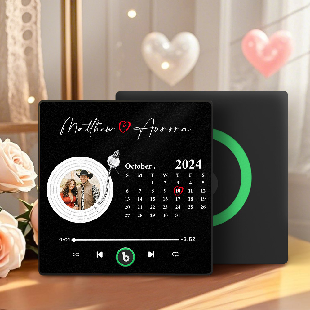 Upgrade Photo Colorful Album Fridge Magnet Personalized Music Fridge Magnet with Custom Name & Photo Fridge Magnet FridgeBeats Pro Supports Bluetooth Connectivity Funny Gift for Couples Valentine's Day Gift