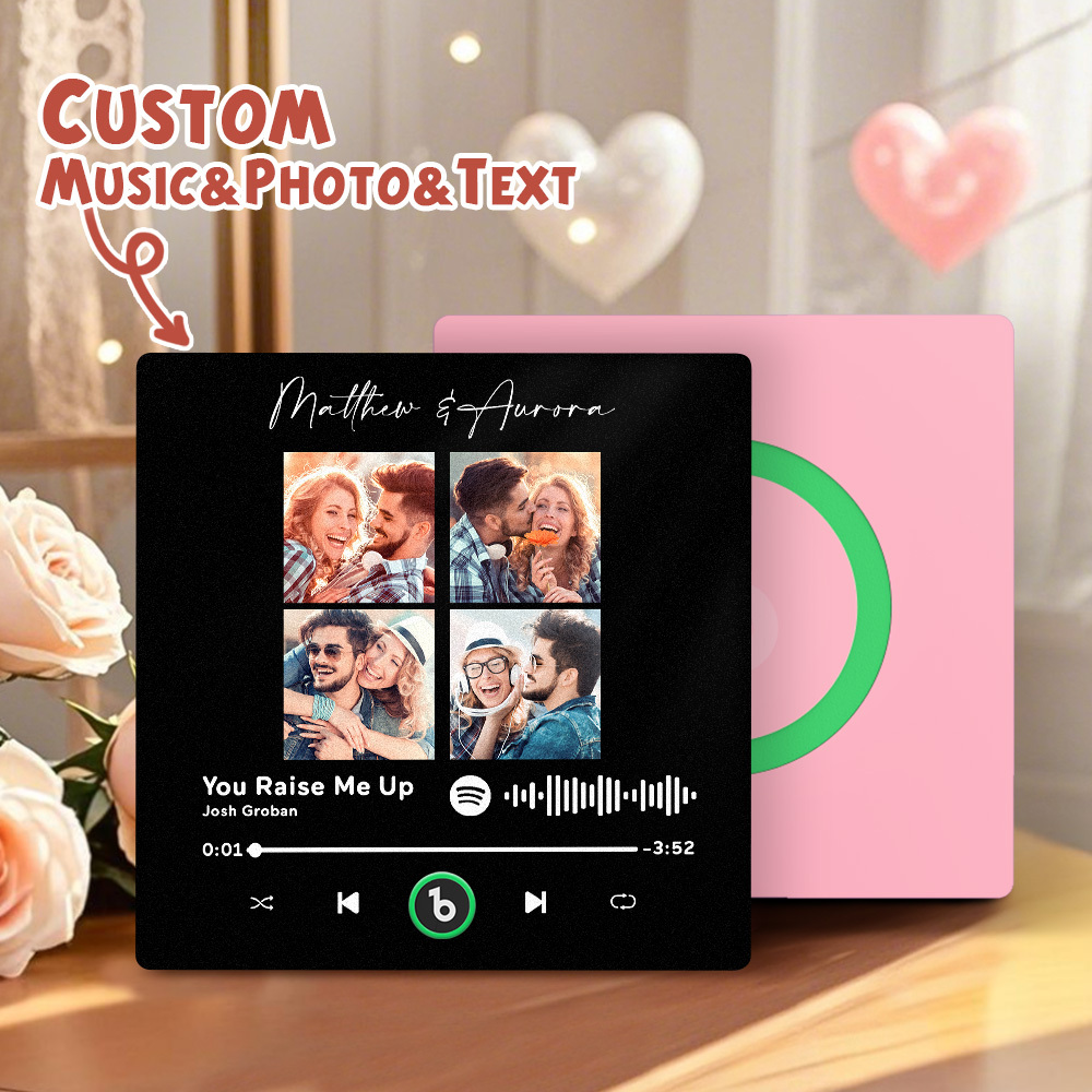 Upgrade Photo Colorful Album Fridge Magnet Personalized Music Fridge Magnet with Custom Name & Photo Fridge Magnet FridgeBeats Pro Supports Bluetooth Connectivity Funny Gift for Couples Valentine's Day Gift