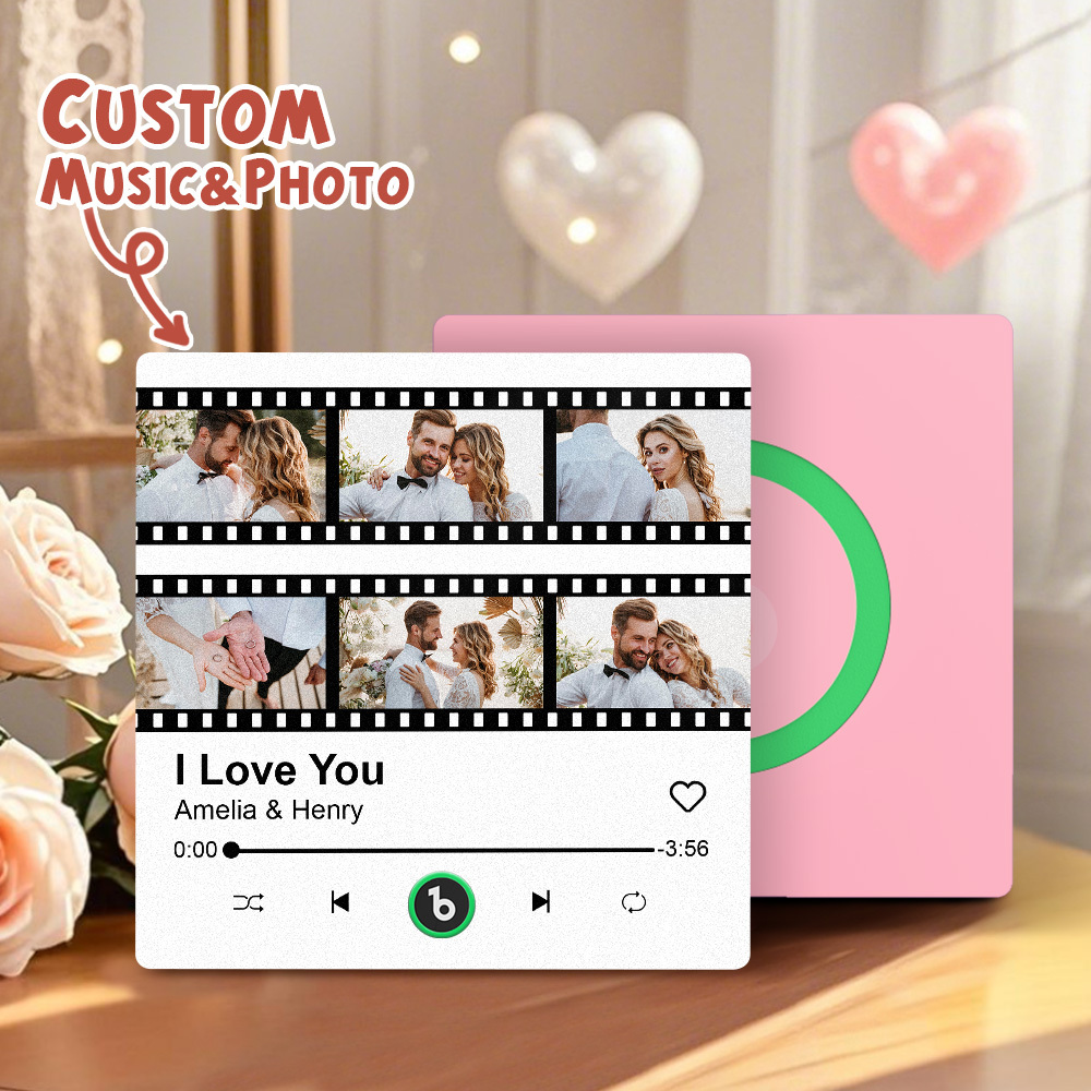 Upgrade Photo Colorful Album Fridge Magnet Personalized Music Fridge Magnet with Custom Name & Photo Fridge Magnet FridgeBeats Pro Supports Bluetooth Connectivity Funny Gift for Couples Valentine's Day Gift