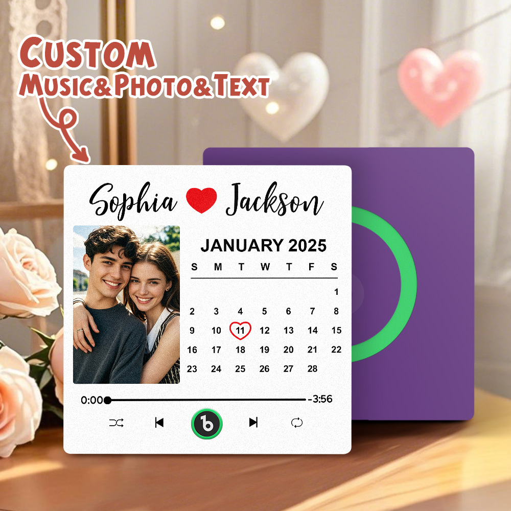 Upgrade Photo Colorful Album Fridge Magnet Personalized Music Fridge Magnet with Custom Name & Photo Fridge Magnet FridgeBeats Pro Supports Bluetooth Connectivity Funny Gift for Couples Valentine's Day Gift