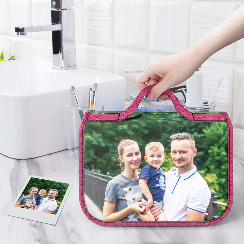 Custom Photo Hanging Toiletry Bag Personalized Cosmetic Makeup Travel Organizer for Men and Women - mysiliconefoodbag