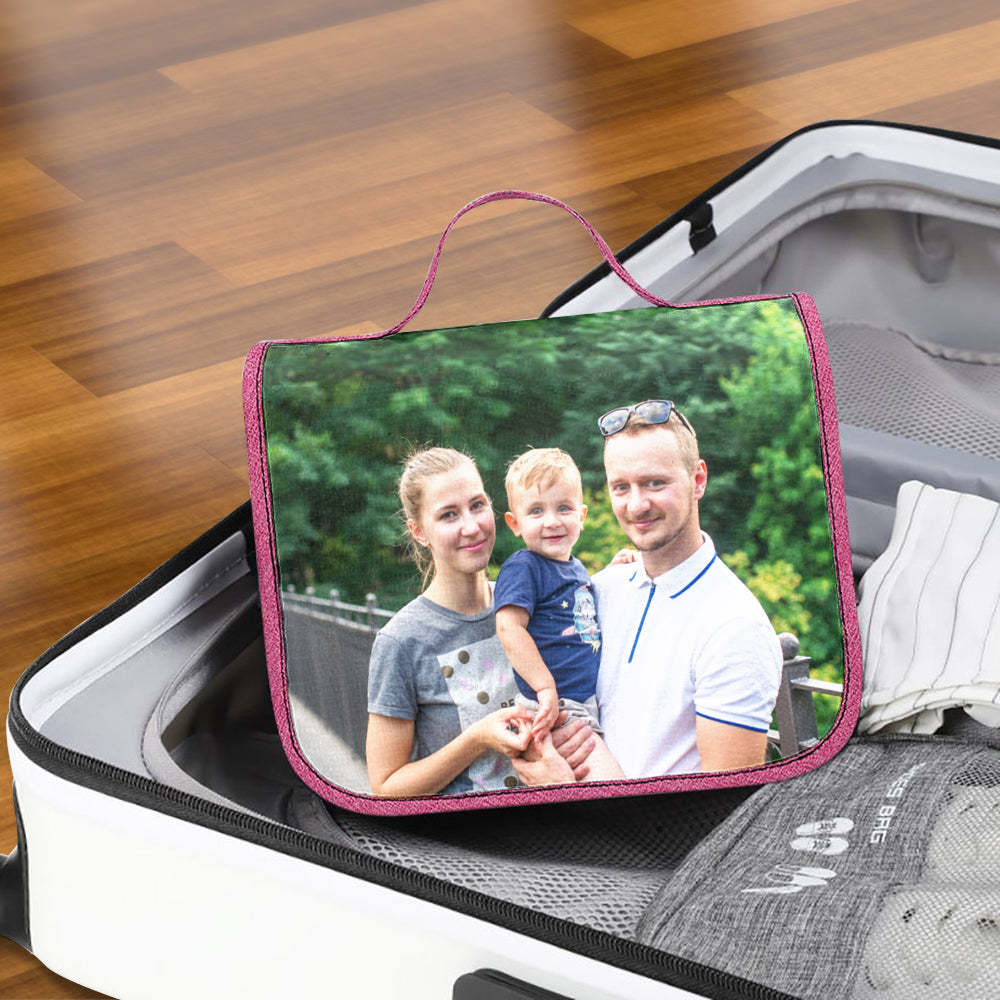 Custom Photo Hanging Toiletry Bag Personalized Cosmetic Makeup Travel Organizer for Men and Women - mysiliconefoodbag