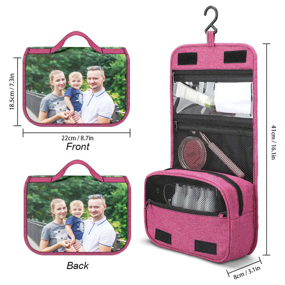 Custom Photo Hanging Toiletry Bag Personalized Cosmetic Makeup Travel Organizer for Men and Women - mysiliconefoodbag