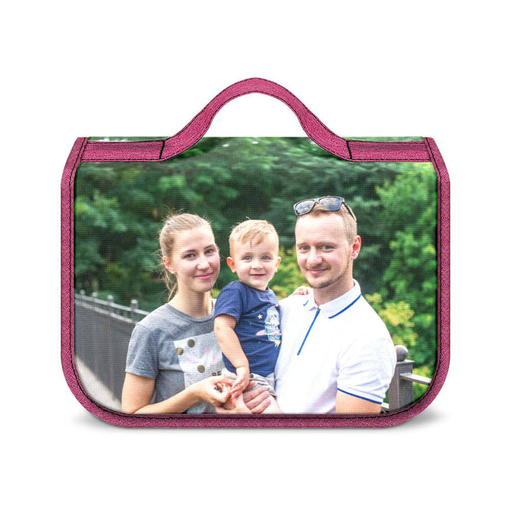 Custom Photo Hanging Toiletry Bag Personalized Cosmetic Makeup Travel Organizer for Men and Women - mysiliconefoodbag