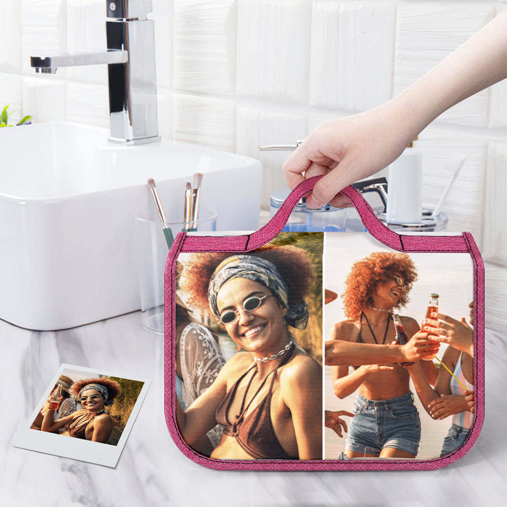 Custom Photo Hanging Toiletry Bag Personalized Cosmetic Makeup Travel Organizer for Men and Women - mysiliconefoodbag