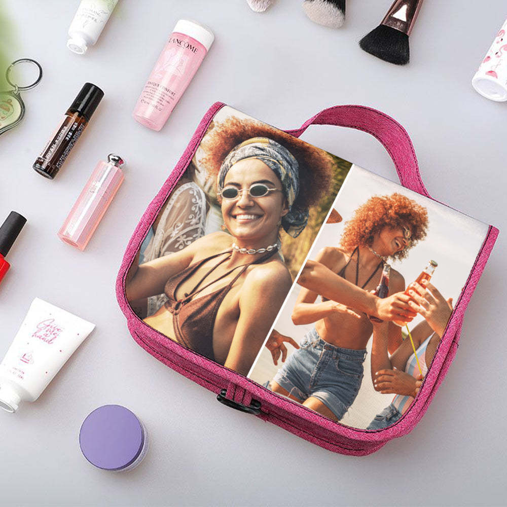 Custom Photo Hanging Toiletry Bag Personalized Cosmetic Makeup Travel Organizer for Men and Women - mysiliconefoodbag