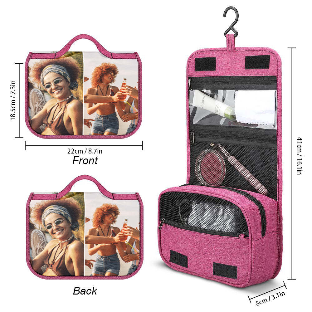 Custom Photo Hanging Toiletry Bag Personalized Cosmetic Makeup Travel Organizer for Men and Women - mysiliconefoodbag