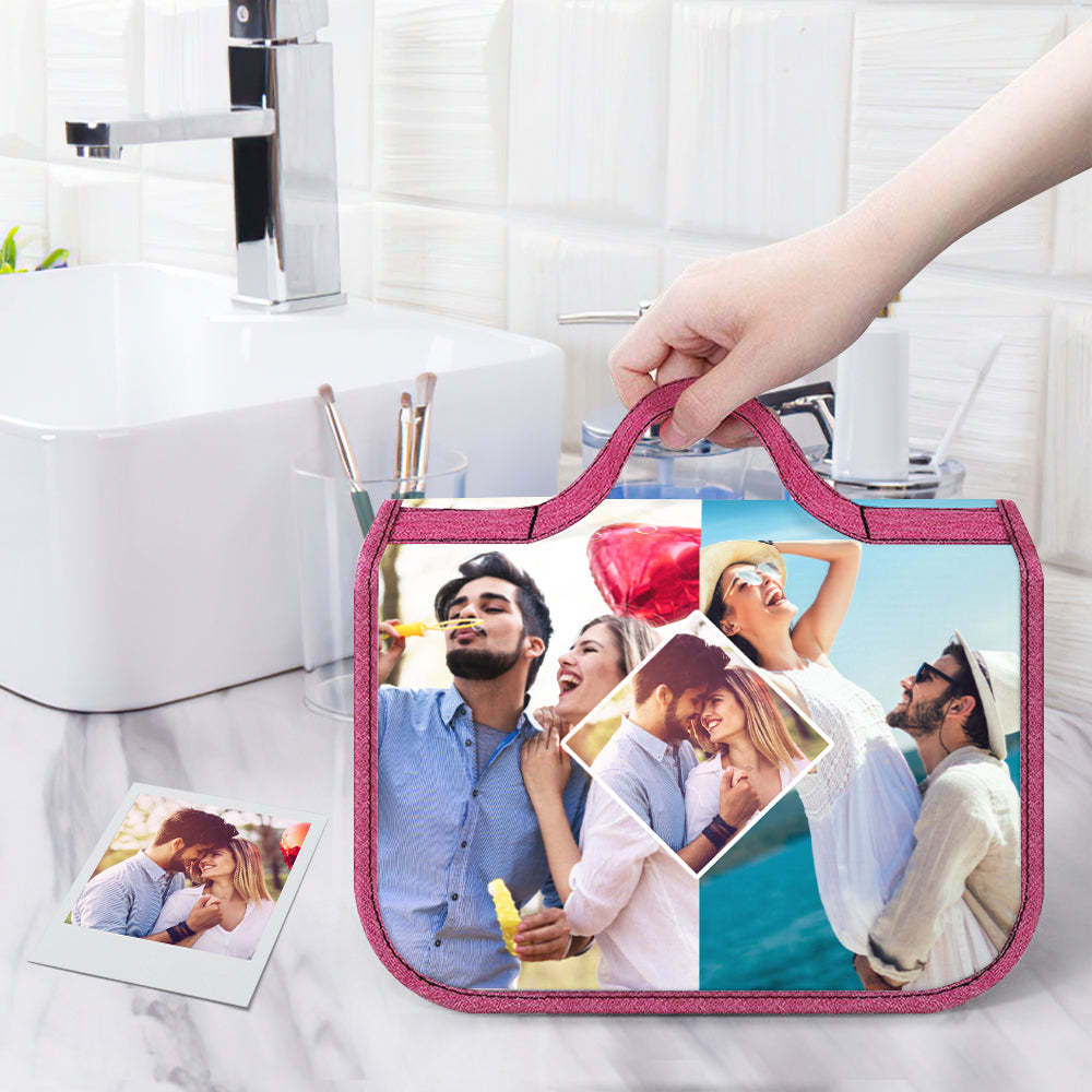 Custom Photo Hanging Toiletry Bag Personalized Cosmetic Makeup Travel Organizer for Men and Women - mysiliconefoodbag
