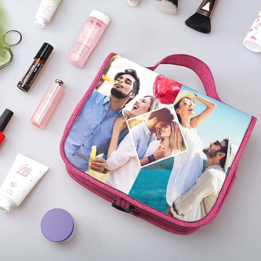 Custom Photo Hanging Toiletry Bag Personalized Cosmetic Makeup Travel Organizer for Men and Women - mysiliconefoodbag