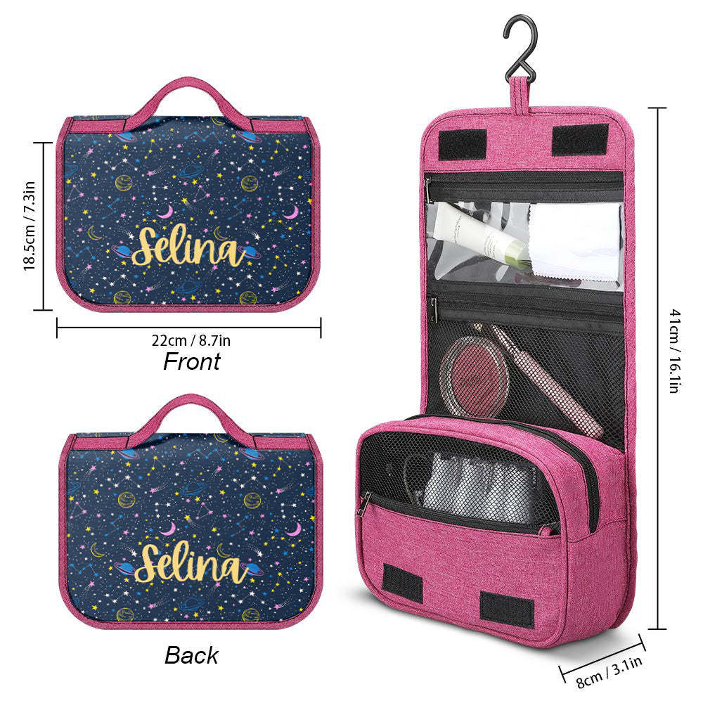 Custom Hanging Toiletry Bag Personalized Starry Sky Cosmetic Makeup Travel Organizer for Men and Women - mysiliconefoodbag