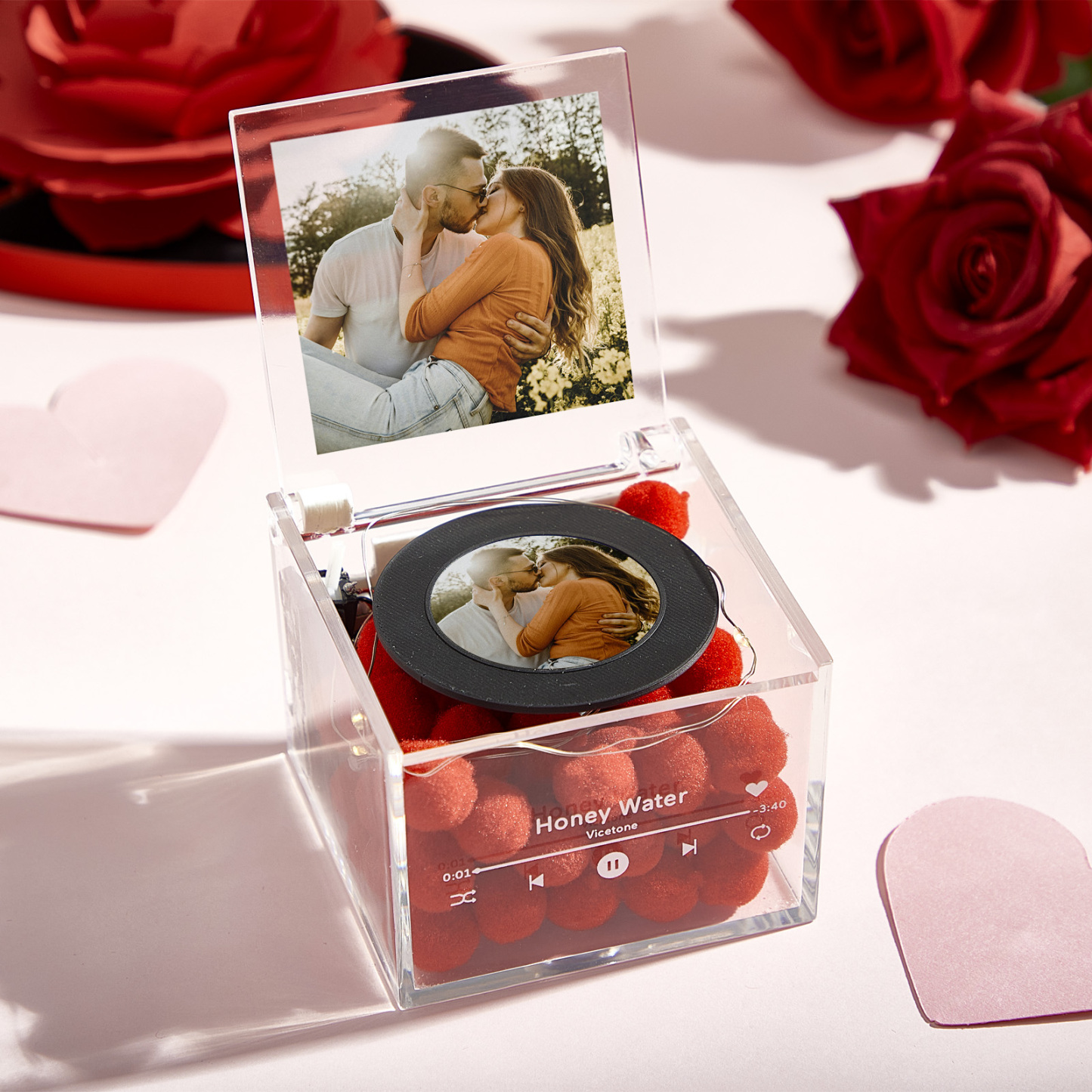 Unique Mini Vinyl Record Player for Loved Ones USB Charging with Auto-Play Music and Personalized Photo - 