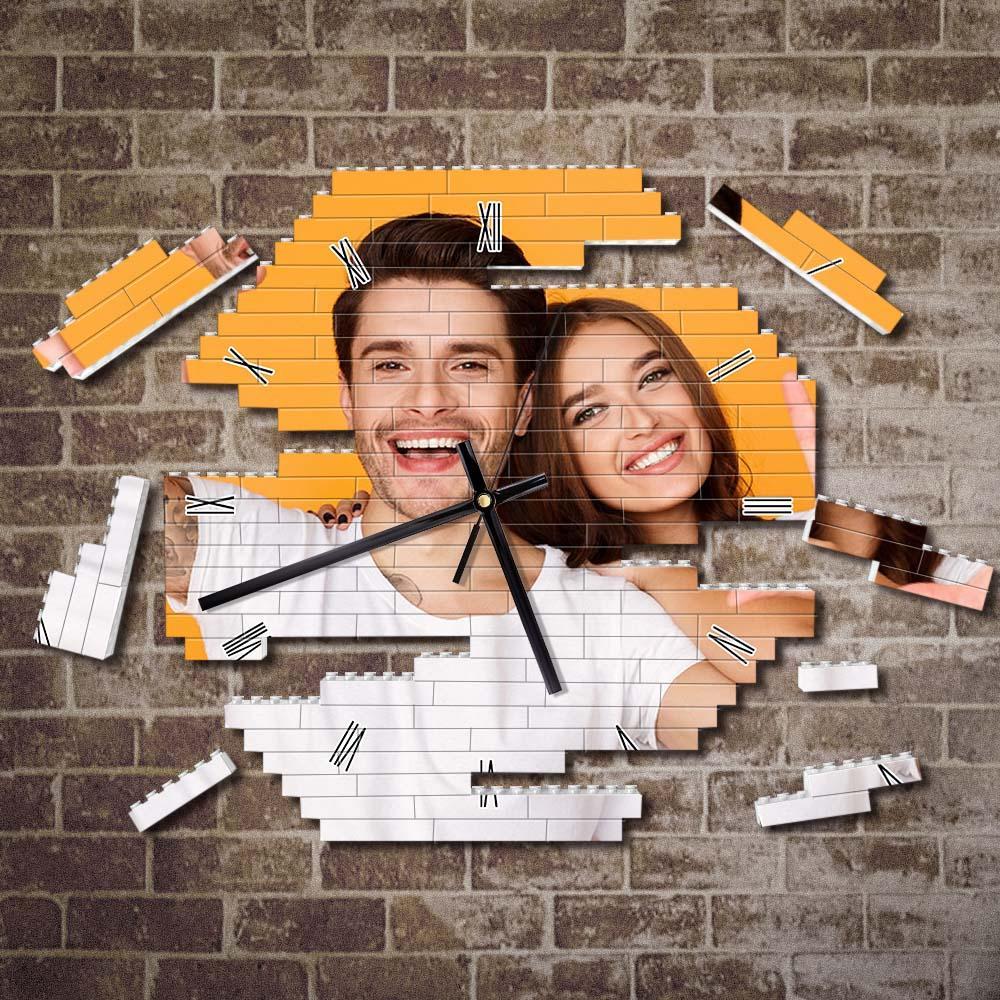 Custom Building Block Wall Clock Personality Puzzle Custom Photo Pointer Brick Clock 