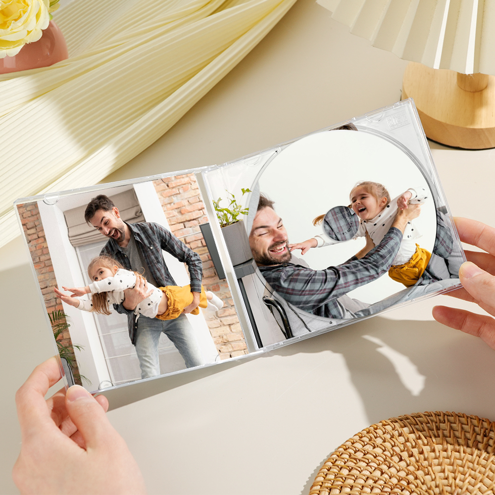 Custom 10 Songs CD & Jewel Case With 5 Photos Song Gift For CD Lovers Gifts For Dad - 