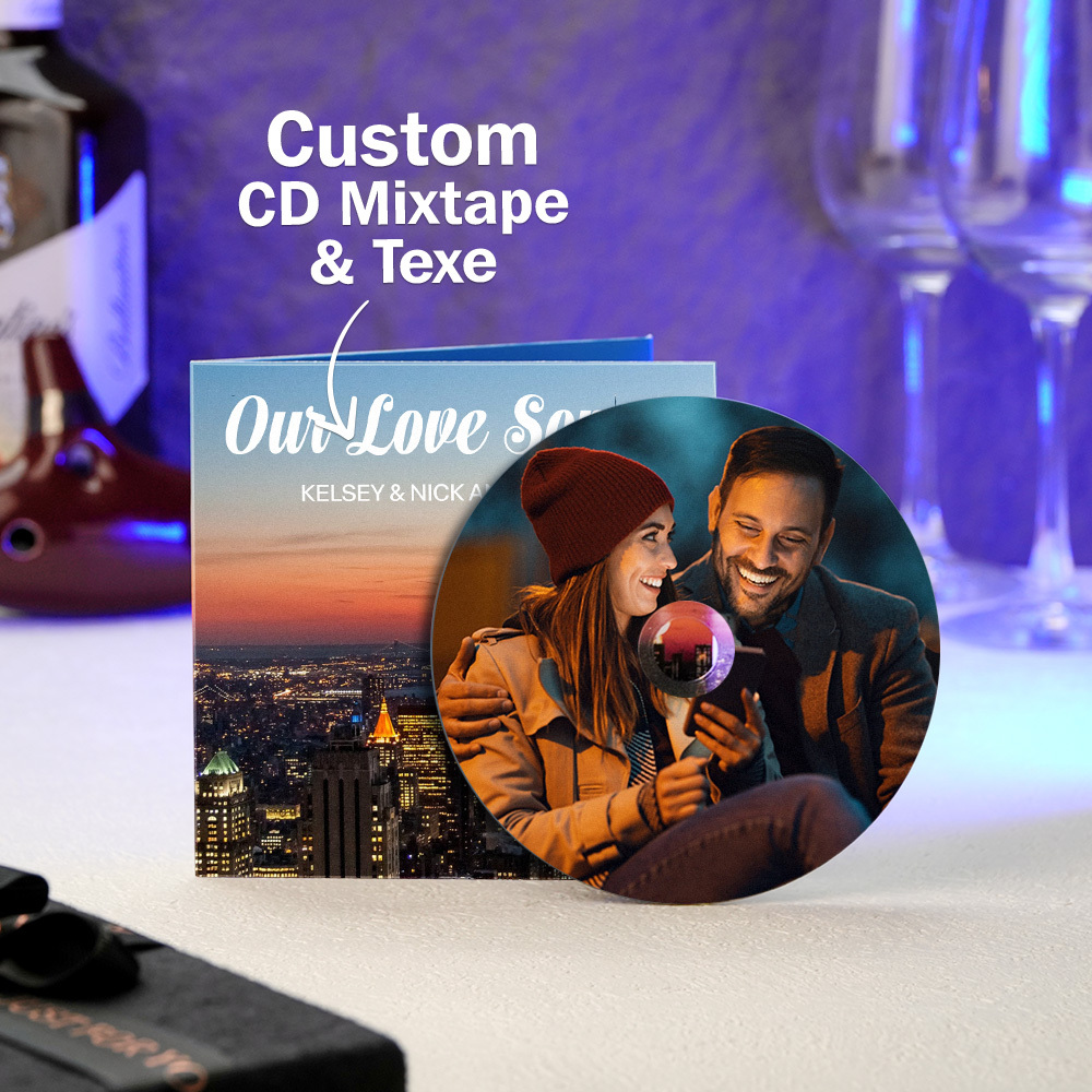 Custom Photo Jacket Photo CD Mixtape Choose 5/10/16 Songs Mixtape CD Music Gift For Him/Her -