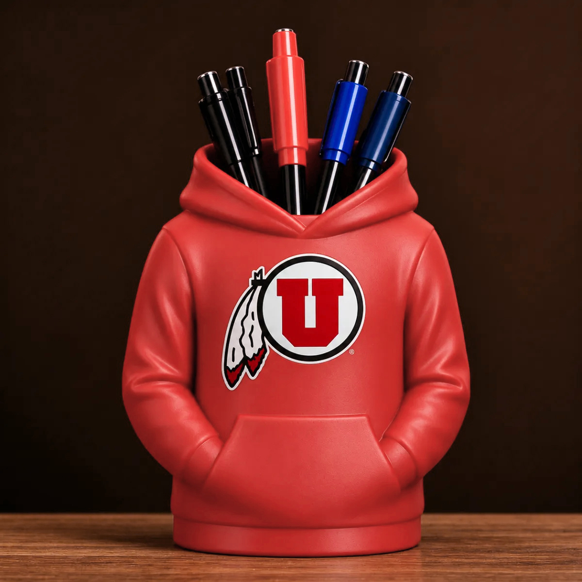 College Hoodie Desk Organizer, Pen Pencil and Utensil Holder, 3D Printed College Football Office and Kitchen Decor, Fan Gift - 