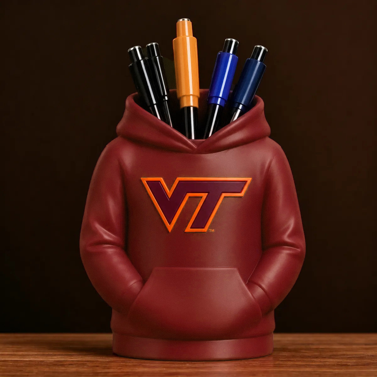 College Hoodie Desk Organizer, Pen Pencil and Utensil Holder, 3D Printed College Football Office and Kitchen Decor, Fan Gift - 