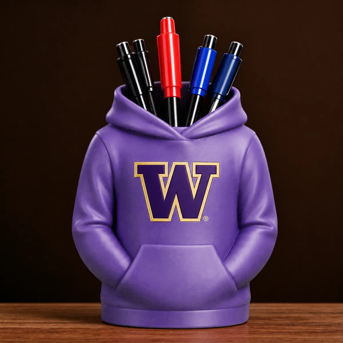 College Hoodie Desk Organizer, Pen Pencil and Utensil Holder, 3D Printed College Football Office and Kitchen Decor, Fan Gift - 