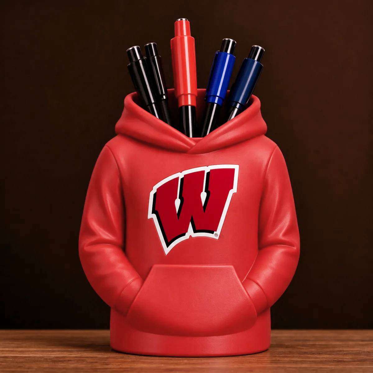 College Hoodie Desk Organizer, Pen Pencil and Utensil Holder, 3D Printed College Football Office and Kitchen Decor, Fan Gift - 