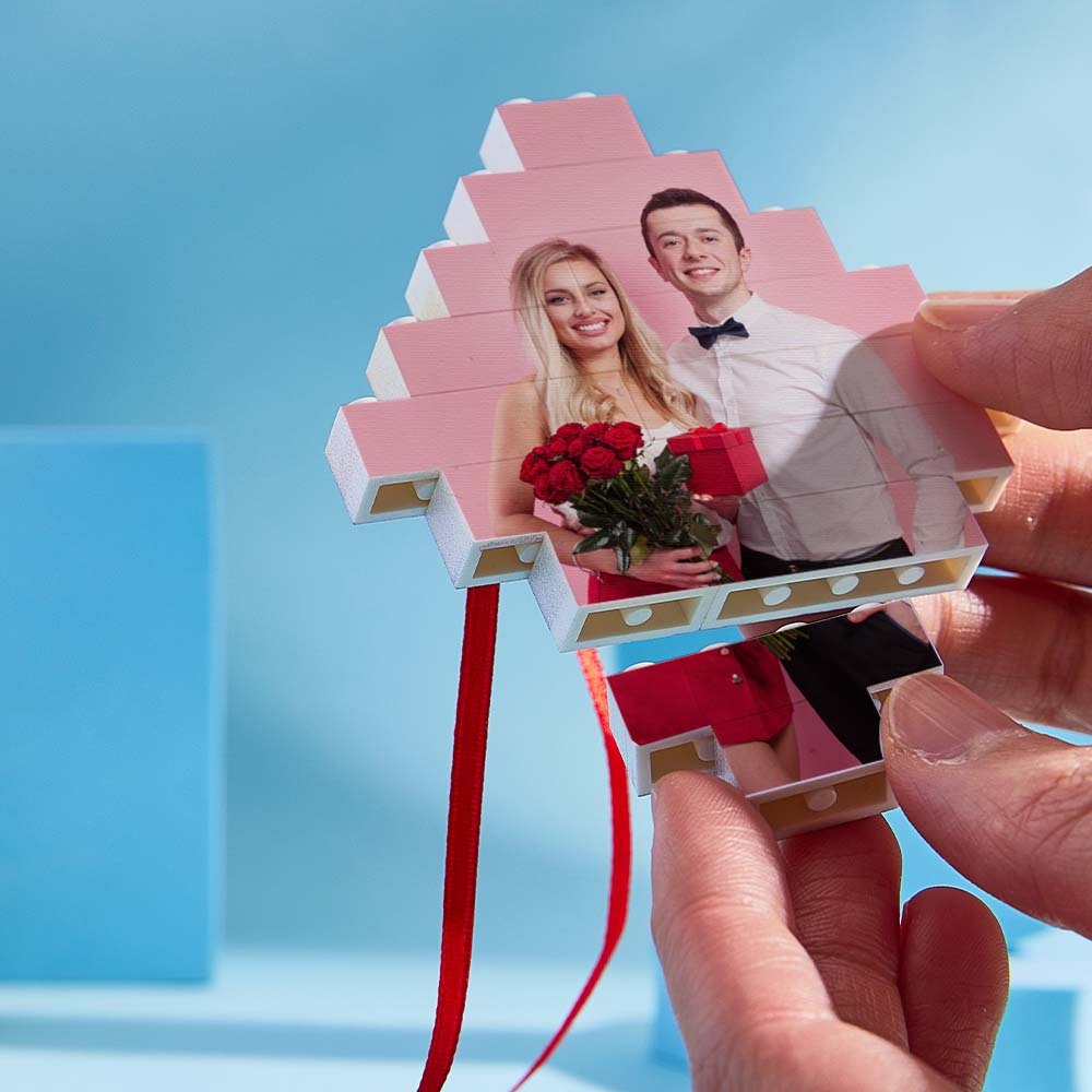 Custom Photo Building Bricks Personalised Block Lozenge Shape Christmas Ornament Gifts - 