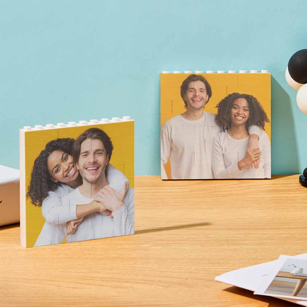 Personalized Building Brick Square Photo Block Music Code Custom Text Frame 