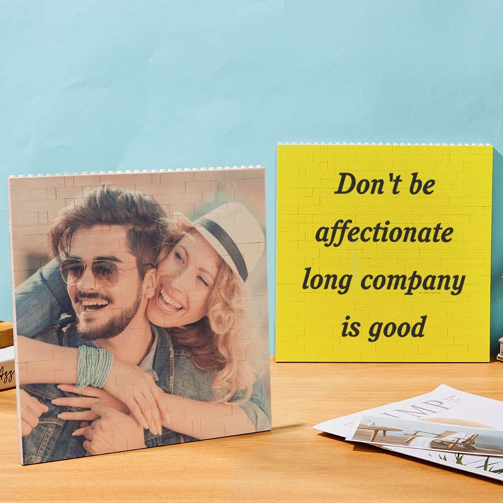 Personalized Building Brick Square Photo Block Music Code Custom Text Frame 