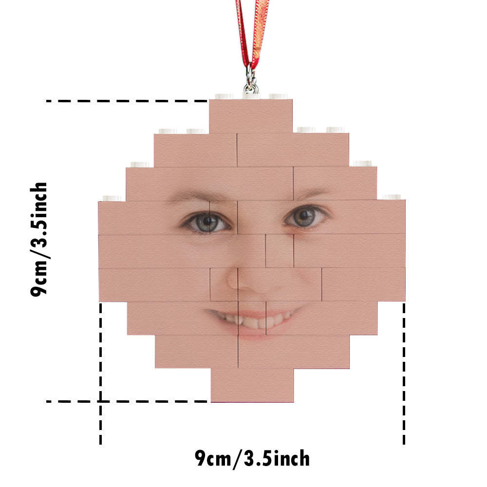 Custom Face Block Puzzle Christmas Ornament Personalised Building Brick - 