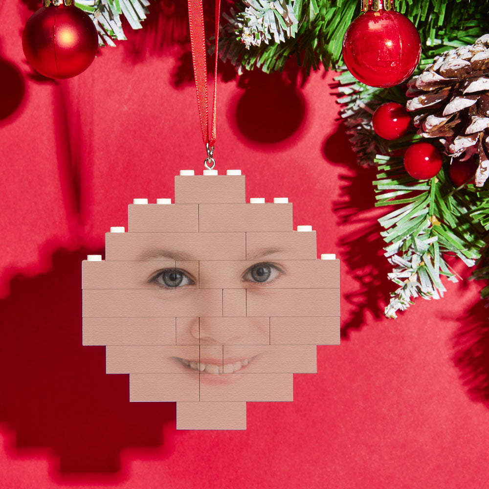 Custom Face Block Puzzle Christmas Ornament Personalised Building Brick - 