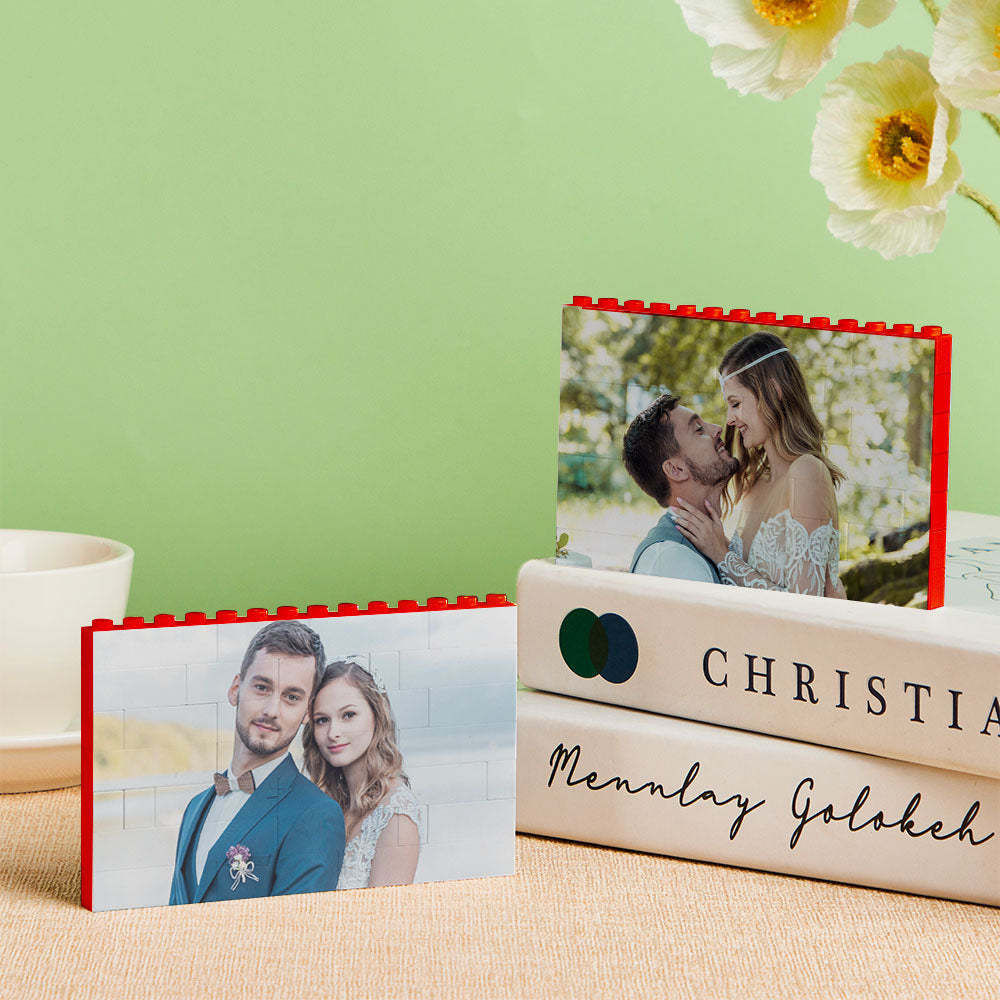 Personalized Horizontal Multicolor Building Bricks Photo Block Christmas Gifts - 
