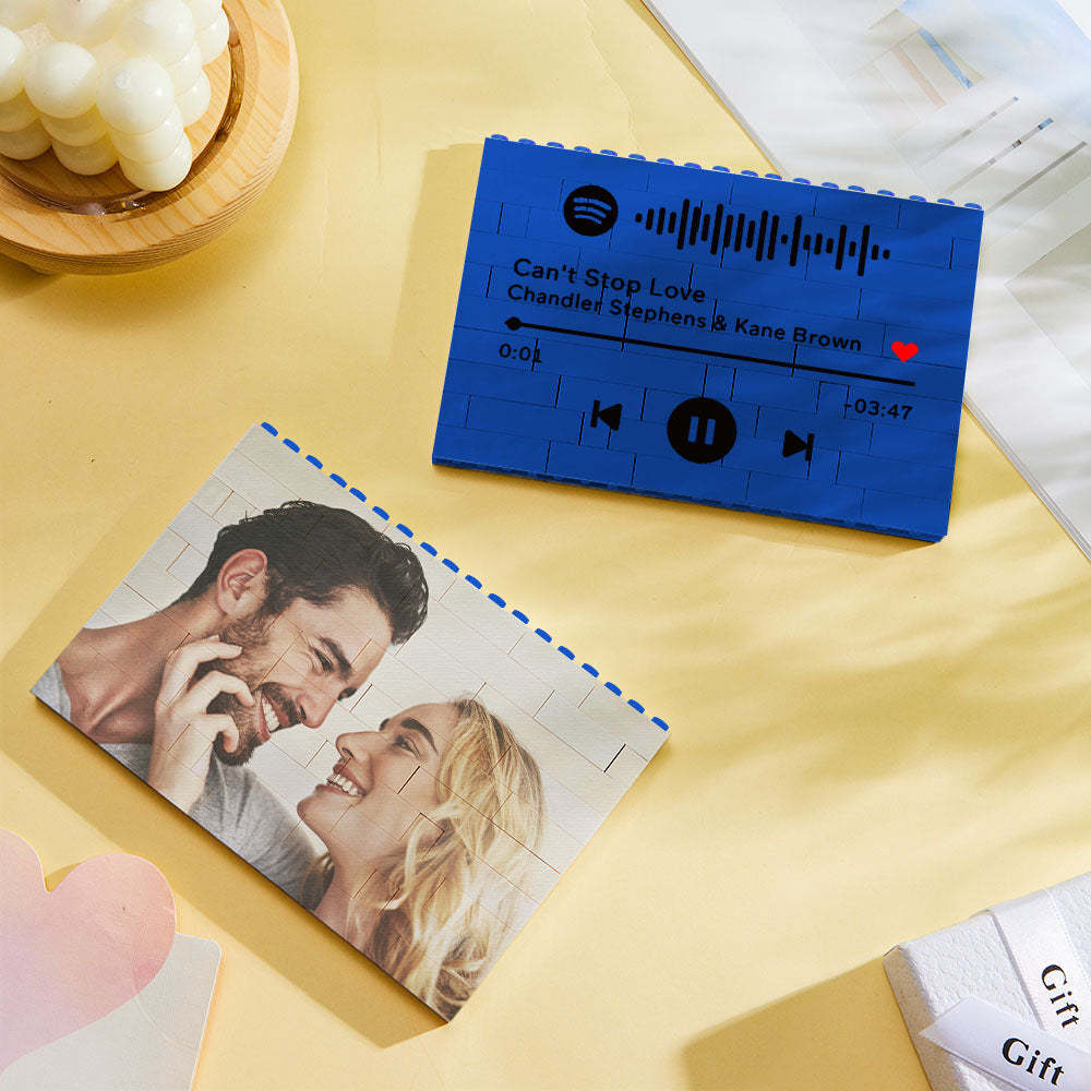 Personalized Horizontal Multicolor Building Bricks Photo Block Christmas Gifts - 