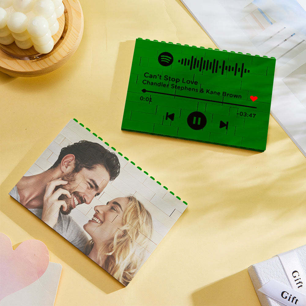 Personalized Horizontal Multicolor Building Bricks Photo Block Christmas Gifts - 