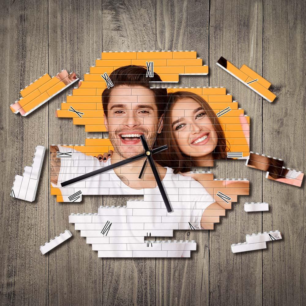Custom Building Block Wall Clock Personality Puzzle Custom Photo Pointer Brick Clock 