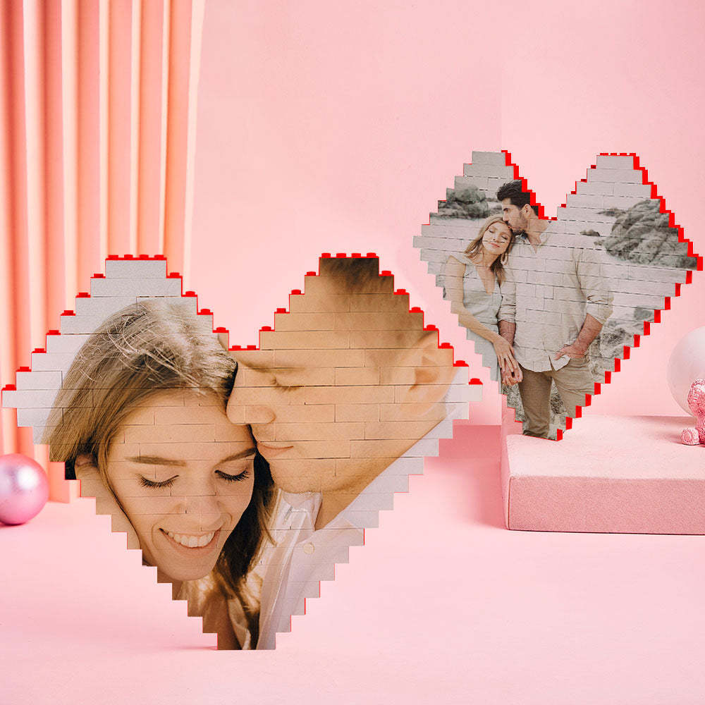 Custom Photo Building Bricks Personalised Printed Heart Block - 