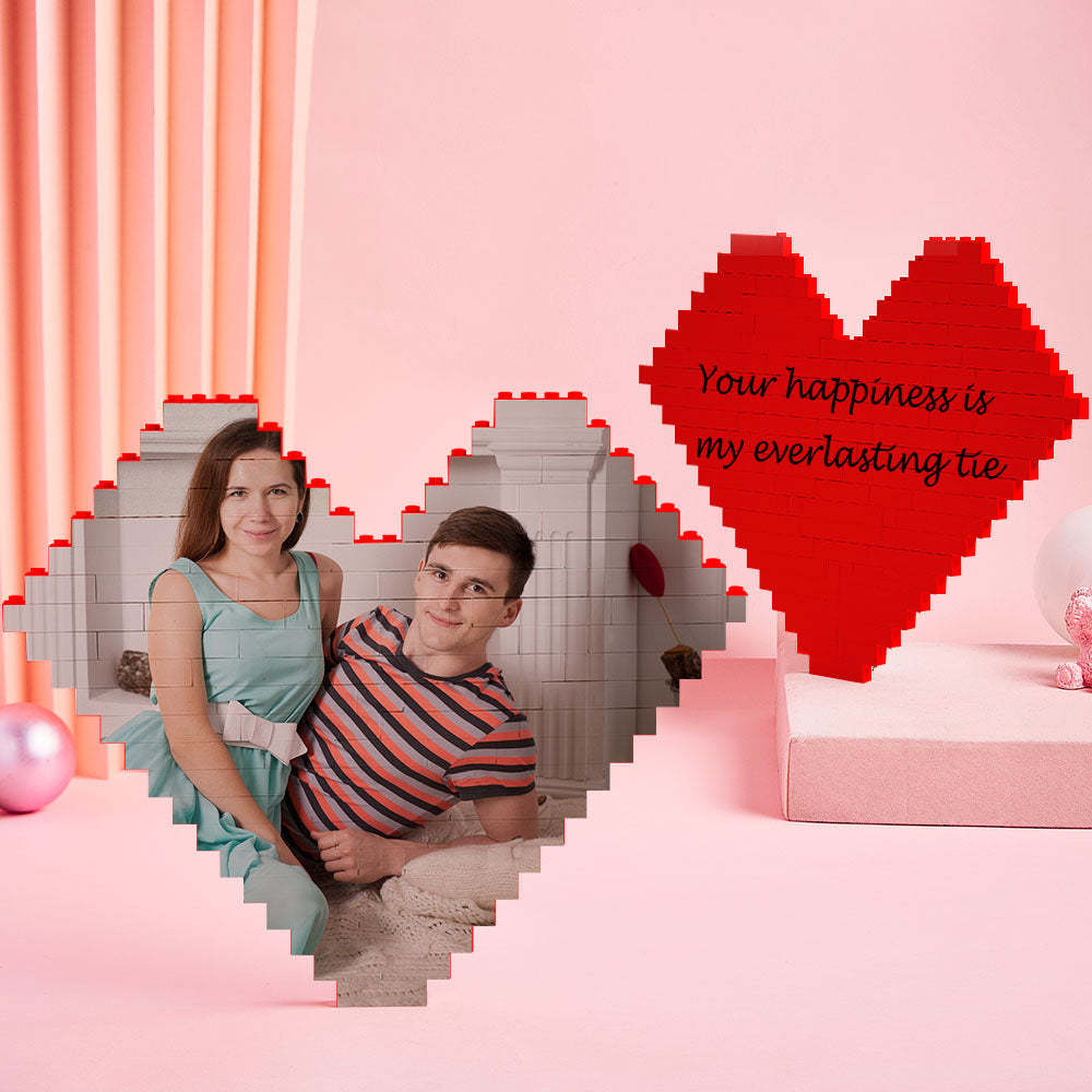 Custom Photo Building Bricks Personalised Printed Heart Block - 