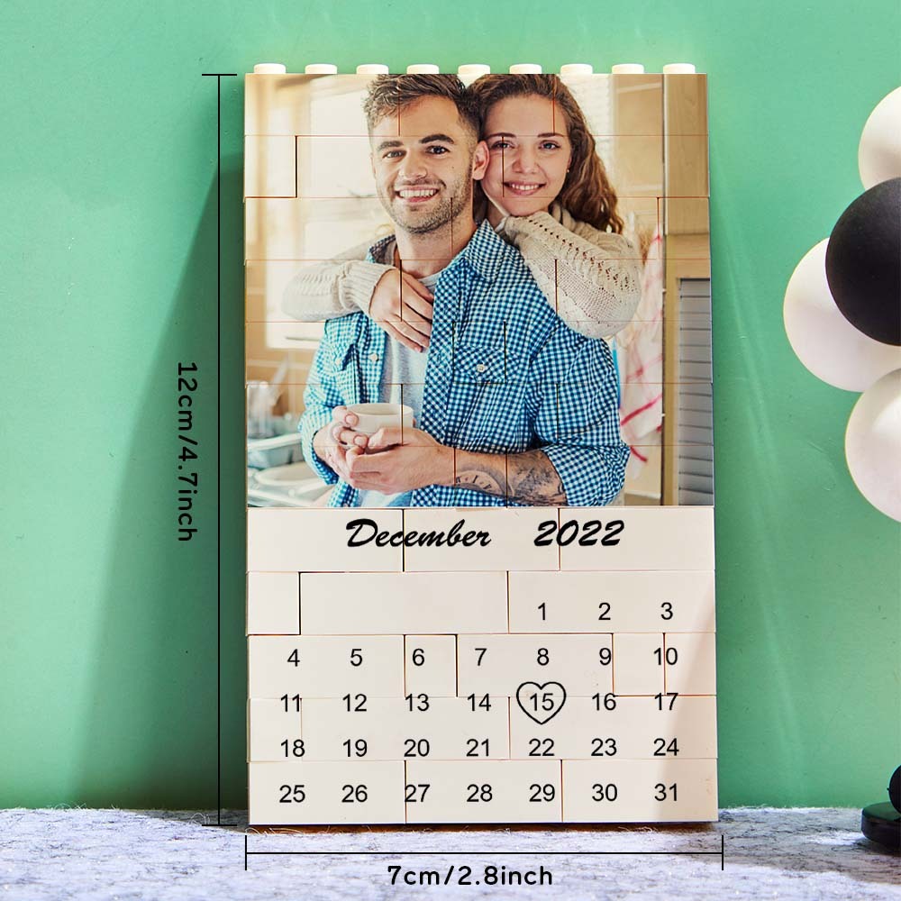 Personalised Photo Building Block Custom Calendar Important Date Gifts for Him - 