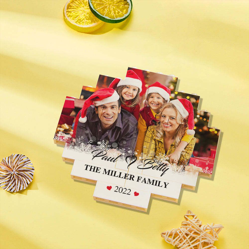 Custom Photo Brick Personalised Names and Year Round Building Block Frame - 