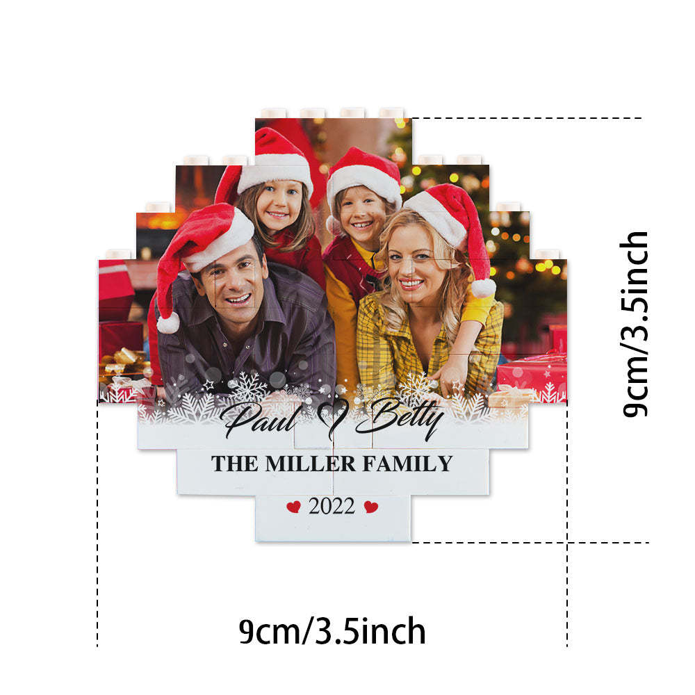 Custom Photo Brick Personalised Names and Year Round Building Block Frame - 