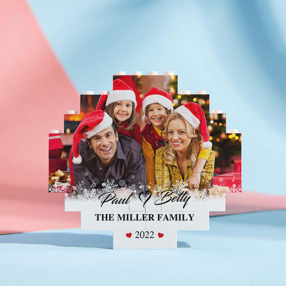 Custom Photo Brick Personalised Names and Year Round Building Block Frame - 