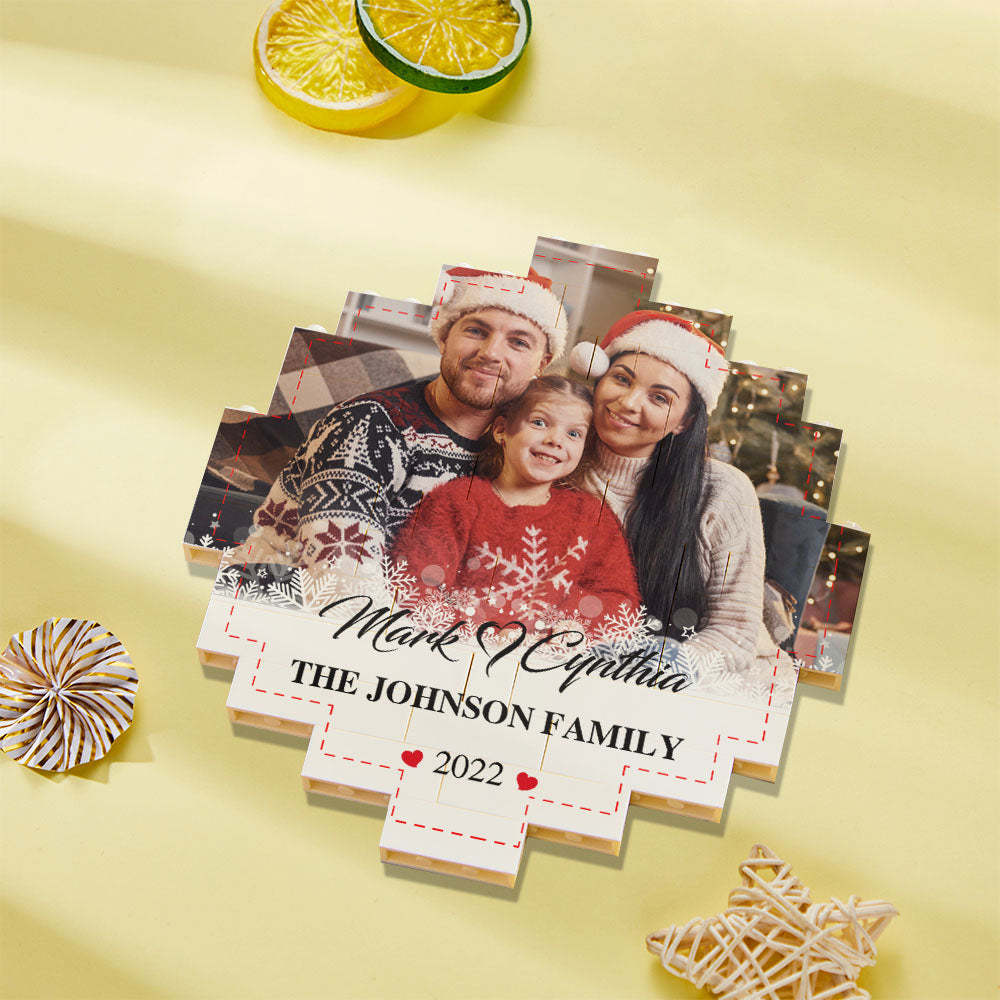 Custom Photo Brick Personalised Names and Year Round Building Block Frame - 