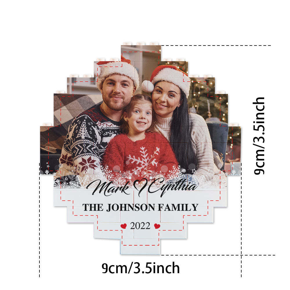 Custom Photo Brick Personalised Names and Year Round Building Block Frame - 