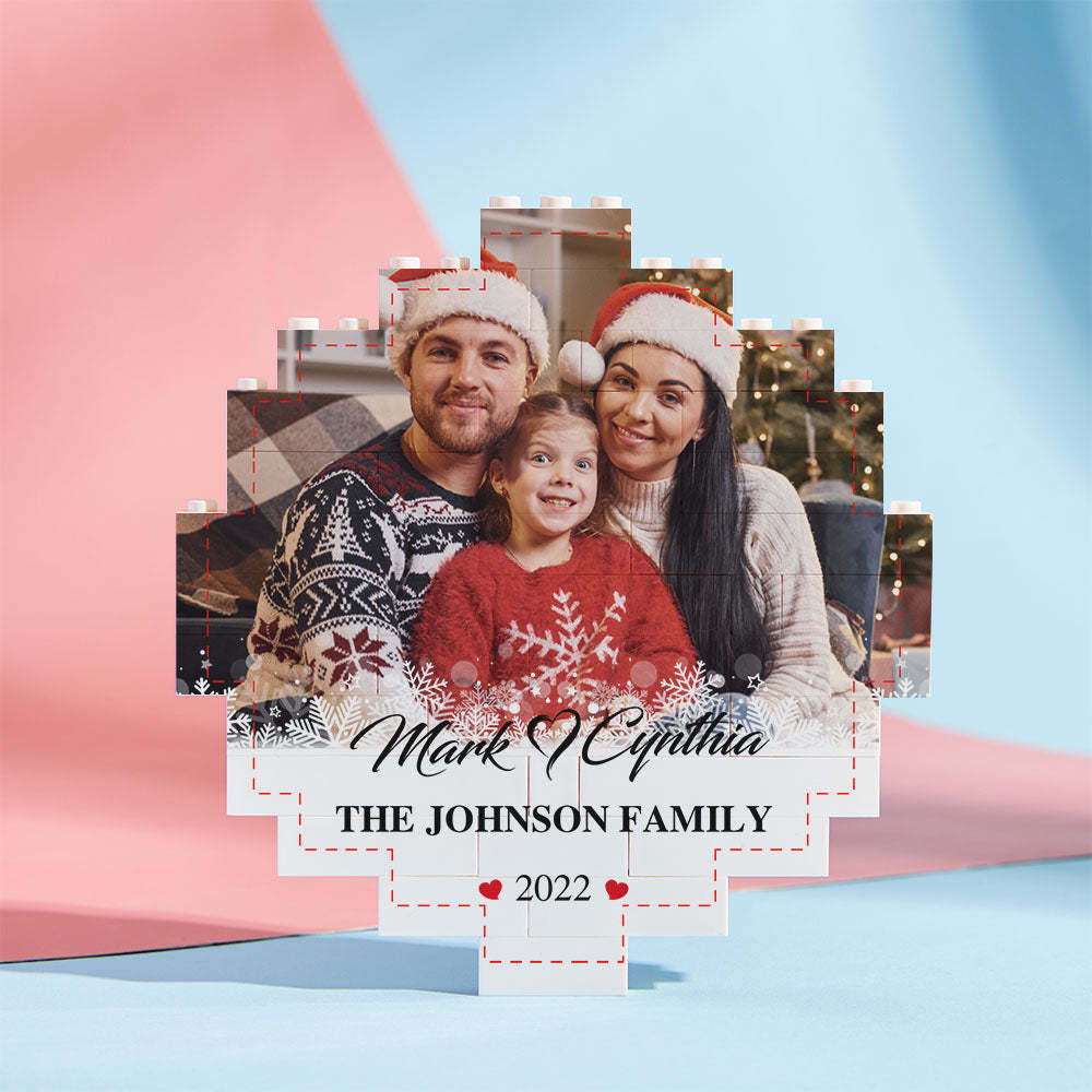 Custom Photo Brick Personalised Names and Year Round Building Block Frame - 