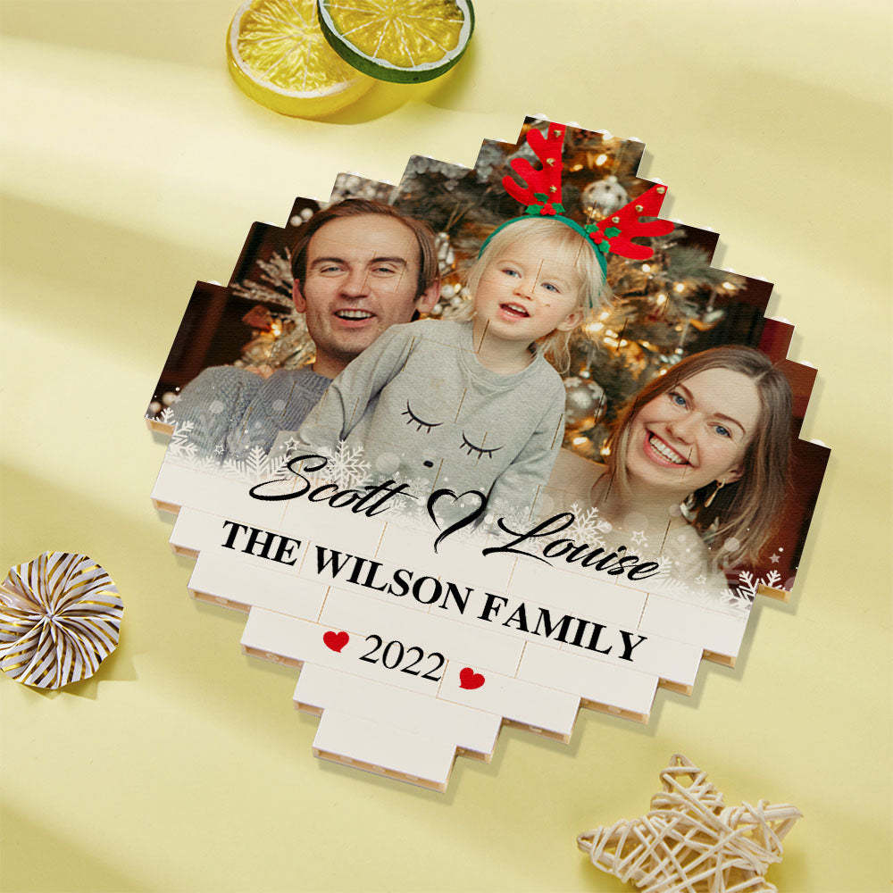 Custom Photo Brick Personalised Names and Year Round Building Block Frame - 