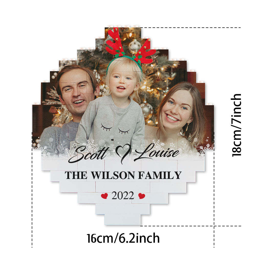 Custom Photo Brick Personalised Names and Year Round Building Block Frame - 