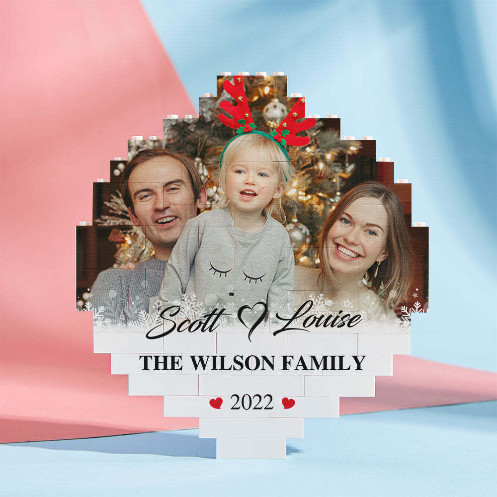 Custom Photo Brick Personalised Names and Year Round Building Block Frame - 