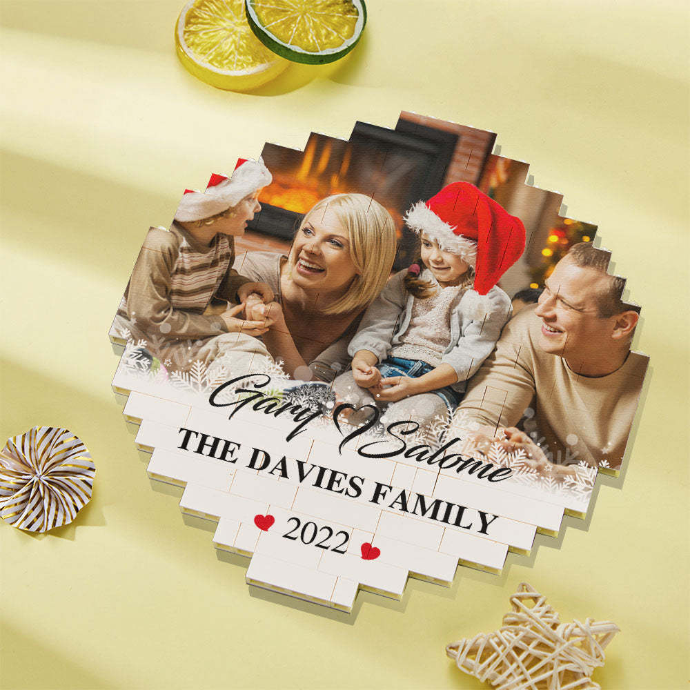 Custom Photo Brick Personalised Names and Year Round Building Block Frame - 