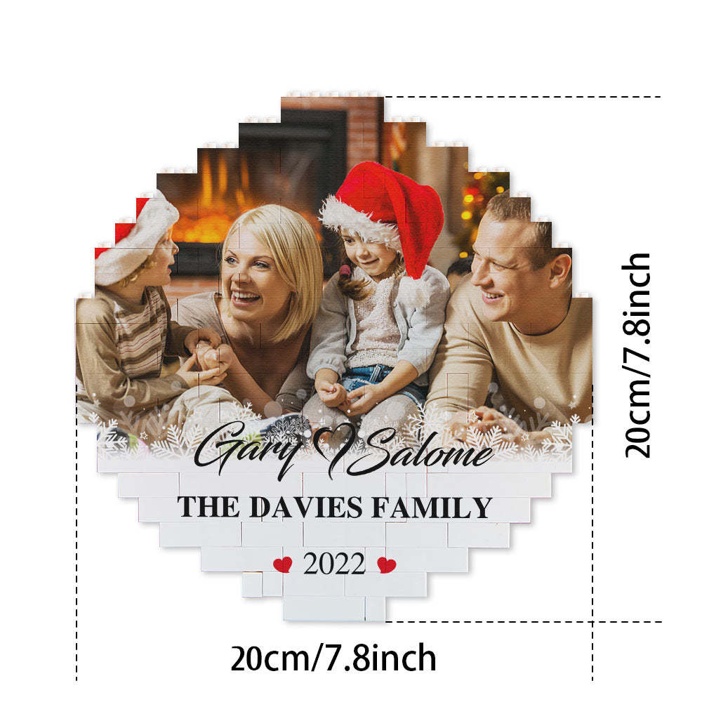 Custom Photo Brick Personalised Names and Year Round Building Block Frame - 