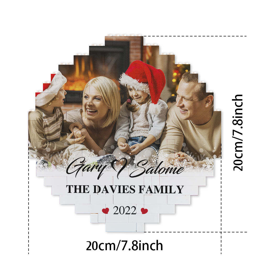 Custom Photo Brick Personalised Names and Year Round Building Block Frame - 