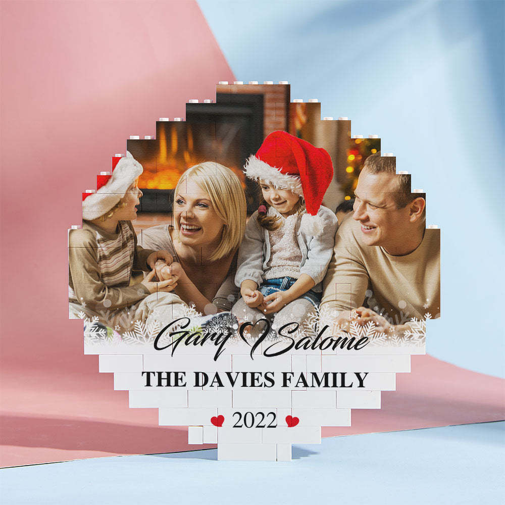 Custom Photo Brick Personalised Names and Year Round Building Block Frame - 