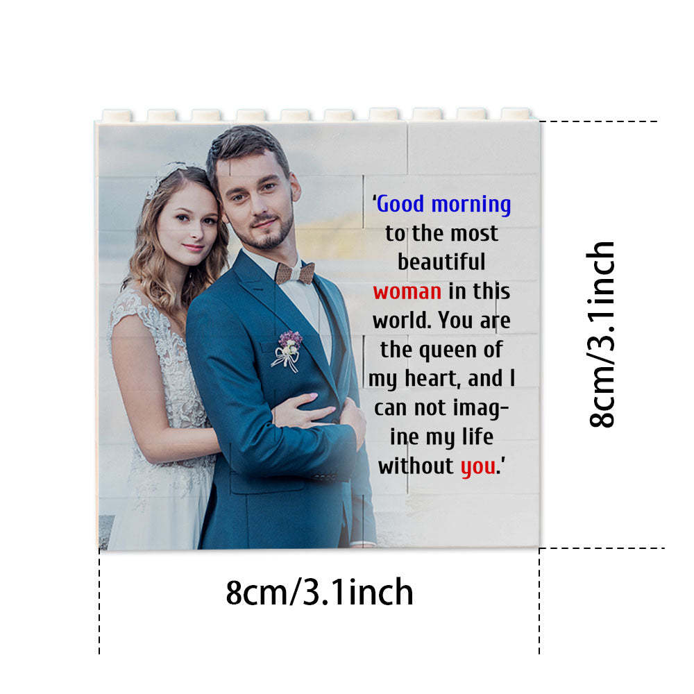 Personalised Building Bricks Square Photo Block Frame Gifts for Her - 