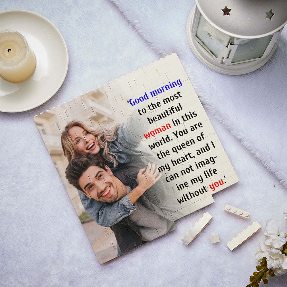 Personalised Building Bricks Square Photo Block Frame Gifts for Her - 